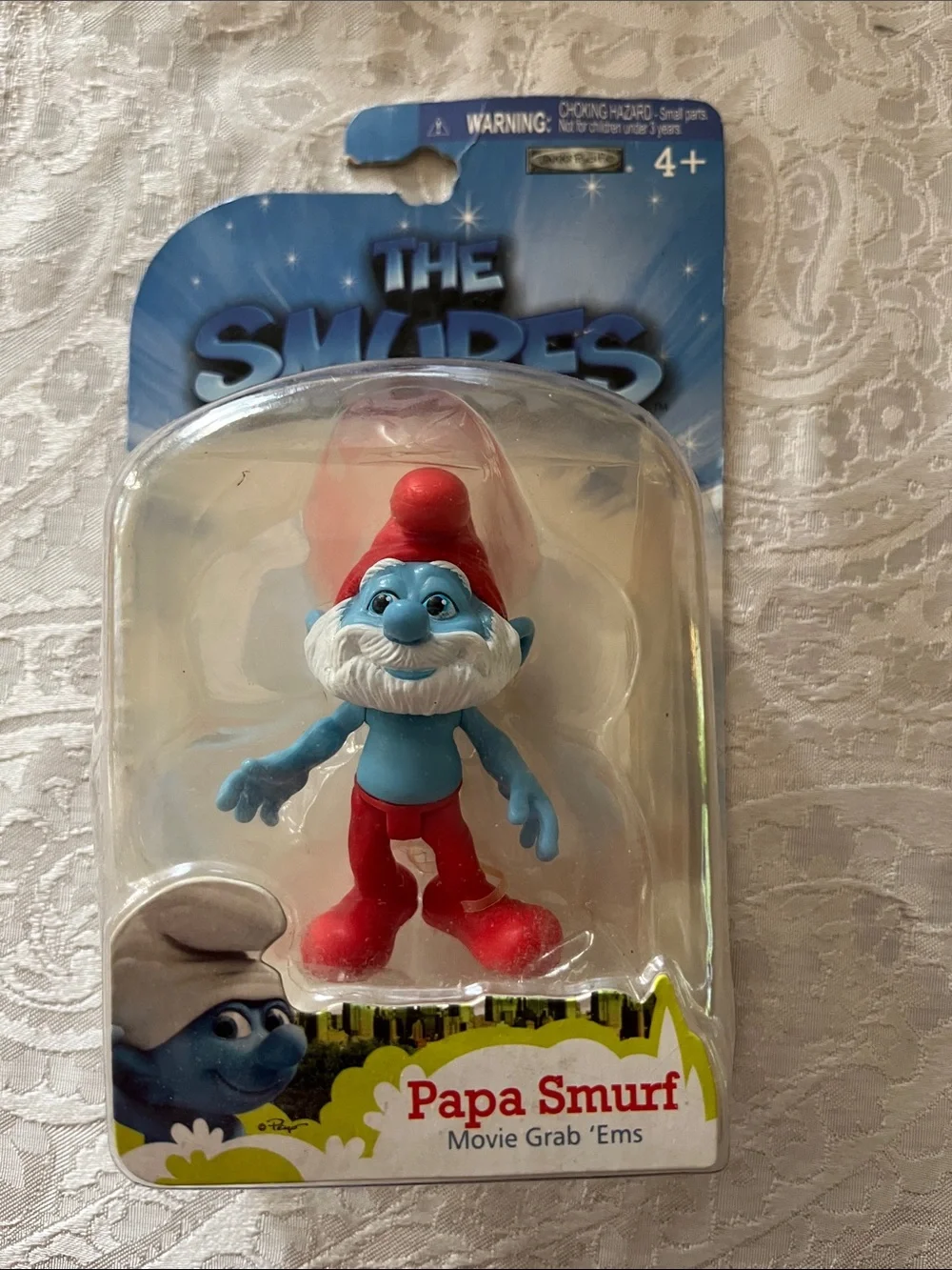 Papa Smurf Small Toy Figure - Blue & Red Move Grab ‘Ems New